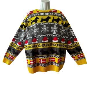 Danish Flag Denmark Scotty Dogs Light Up Ugly Christmas Sweater Size 2XL